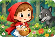 Красная Шапочка и волк в лесу
